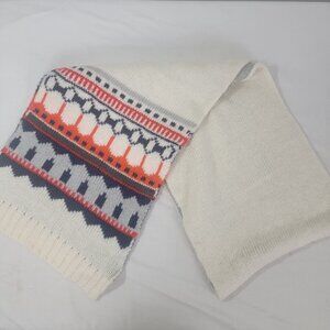 GAP One Size Wide Warm Winter Scarf  Cream Blue Gray Orange NEW $44.95 ~14x80